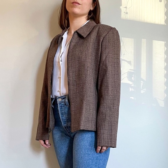Vintage plaid zip-up collared jacket - Picture 4 of 6